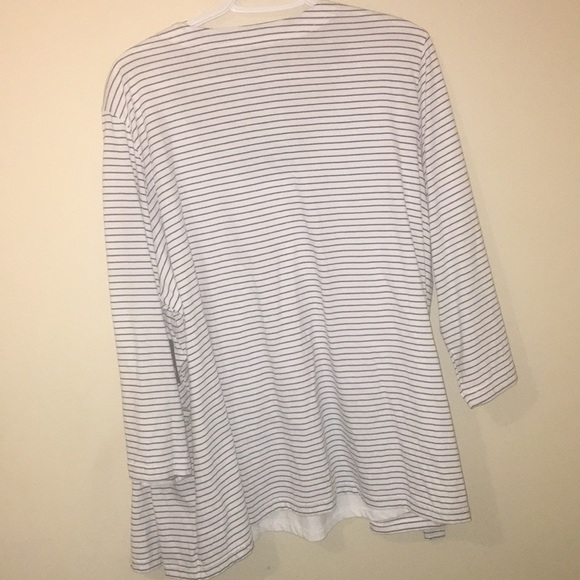 White tank striped open front cardigan 2fer Top - Picture 2 of 8